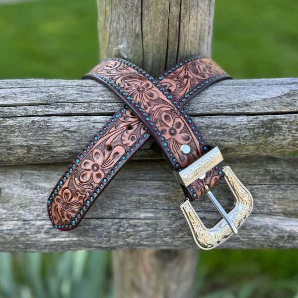 Leather Belt with Antique Silver Buckle