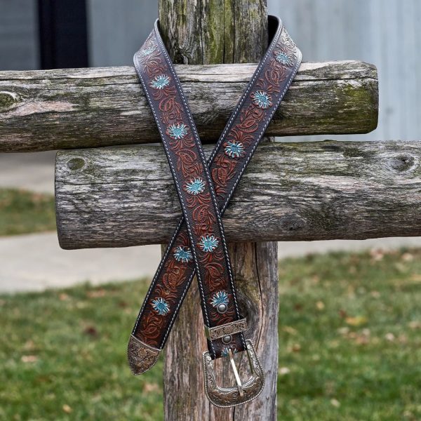 Elegant Hand Carved Leather Western Belt