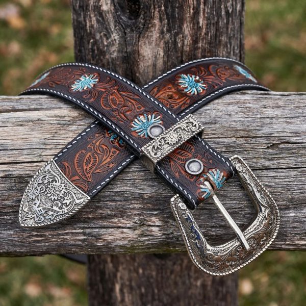Elegant Hand Carved Leather Western Belts