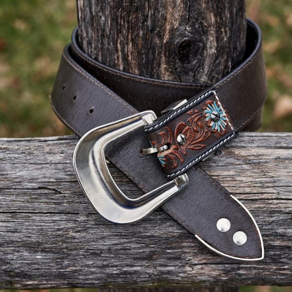 Elegant Hand Carved Leather Westerns Belt