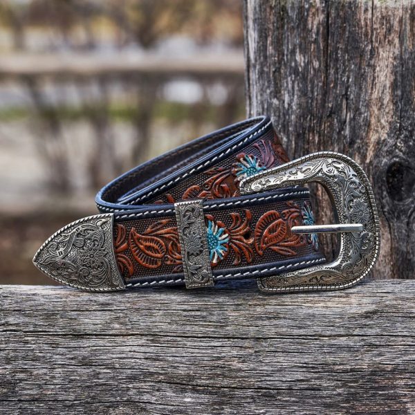 Elegants Hand Carved Leather Western Belt
