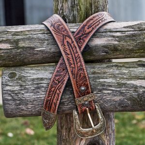 Harvest Hand Tooled Leather Western Belt