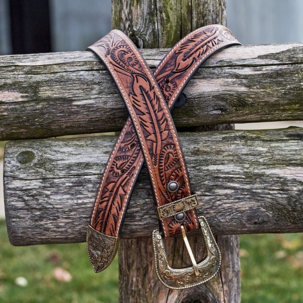 Harvest Hand Tooled Leather Western Belt