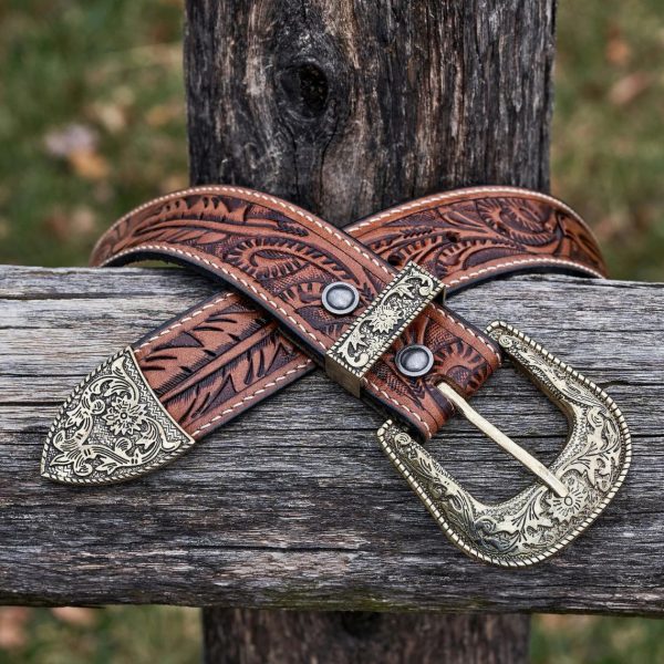 Harvest Hand Tooled Leather Westerns Belt