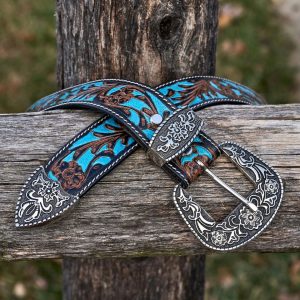 Turquoise Hand Tooled Leather Westerns Belt