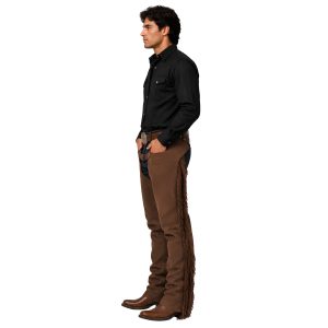 Genuine suede leather cowboy chaps with fringes
