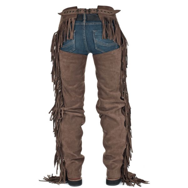 Authentic Western Suede Leather Chap with Side Fringes