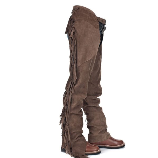 Authentic Western Suede Leather Chaps with Side Fringe