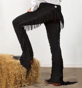 Classic Western Black Chaps with Fringes