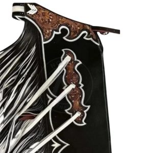 Black Canyon Tooled Rodeo Chaps with Fringe