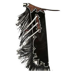 Black Canyon Tooled Rodeo Chaps with Fringe