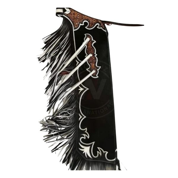 Black Canyon tooled fringe chaps for rodeo