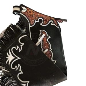 Black Canyon Tooled Rodeo Chaps with Fringe
