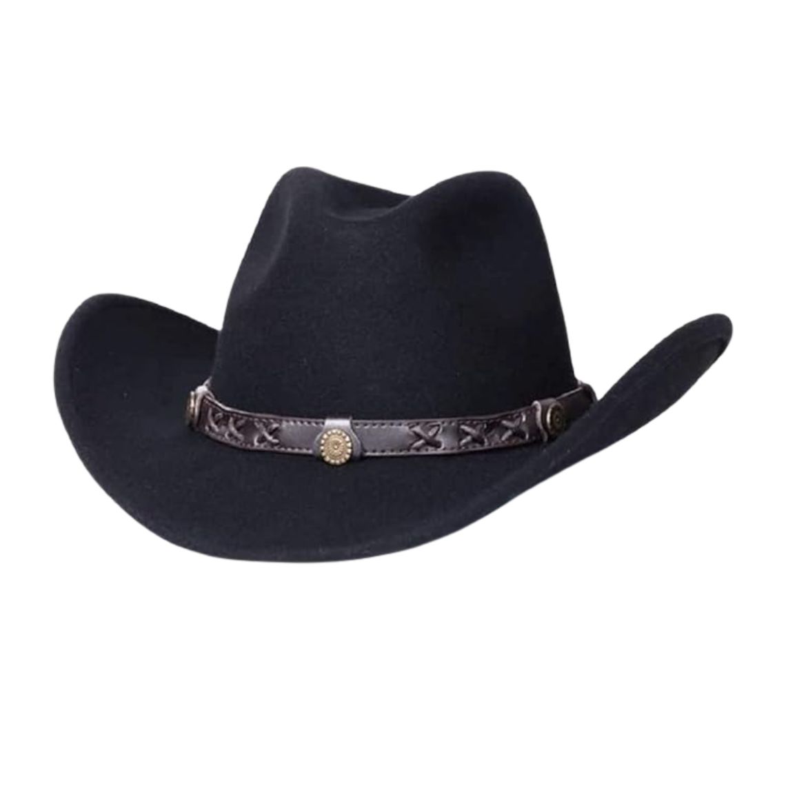 Black Cowboy Hat with Western Band Trim Black Cowboy Hat with Western Band Trim