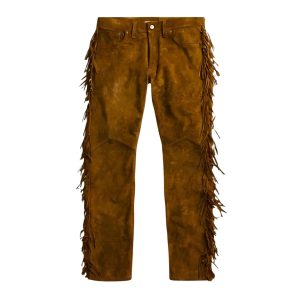 Classic Cowboy Brown Western Pants with Side Fringe