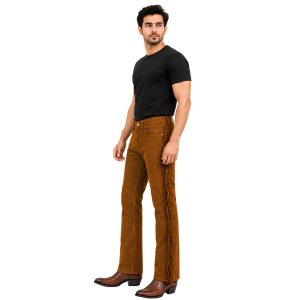 Classic brown cowboy pants with fringe detailing