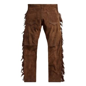 Classic Cowboy Brown Western Pants with Side Fringe