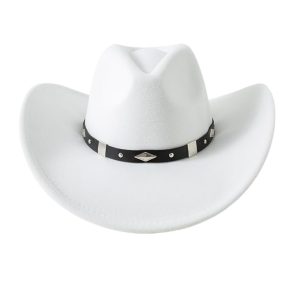 Classic White Cowboy Hat With Bold Conchos