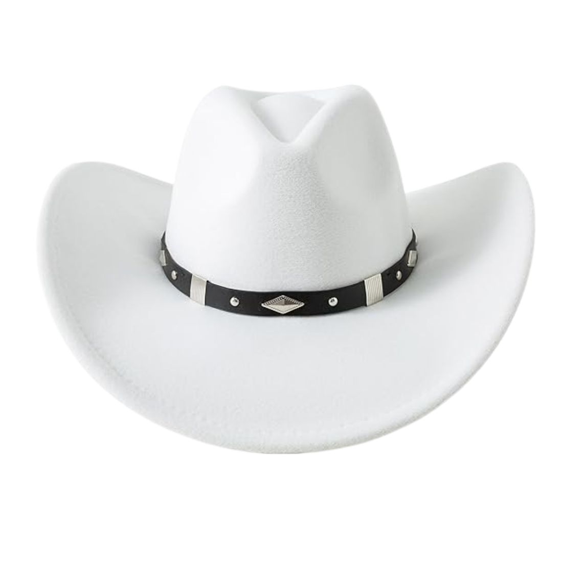 Classic White Cowboy Hat With Bold Conchos Classic White Cowboy Hat With Bold Conchos