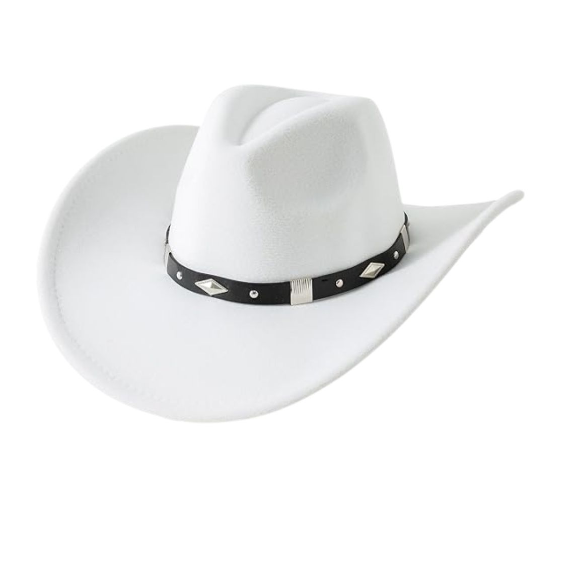 Classic White Cowboys Hat With Bold Conchos
