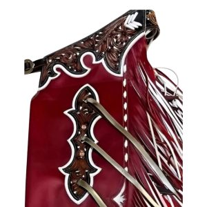 Elite Rodeo Chaps with Tooled Panels and Fringes