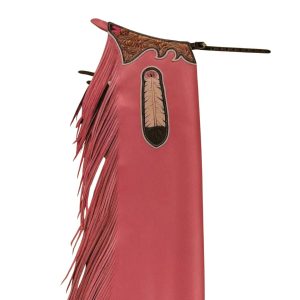 Red Premium Rodeo Chaps with Tooled Leather Yoke