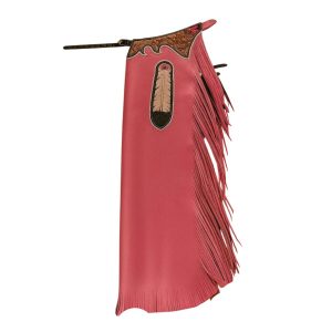 Red Premium Rodeo Chaps with Tooled Leather Yoke