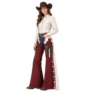 Women's Western Buckaroo Chaps with Decorative Fringe