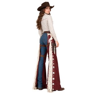 Ladies' Leather Cowboy Chaps with Classic Fringe Detailing