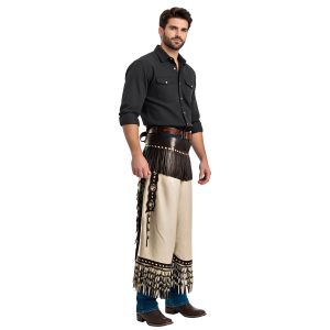 Premium Cowboy Leather Chaps with Signature Fringe Detailing