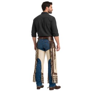 1. Traditional Western Riding Chaps with Buckaroo Fringe Style
