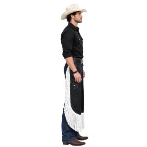 Classic Black Leather Cowboy Chinks with Buckaroo Style