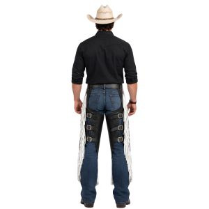 Premium Black Leather Western Riding Chinks Chaps