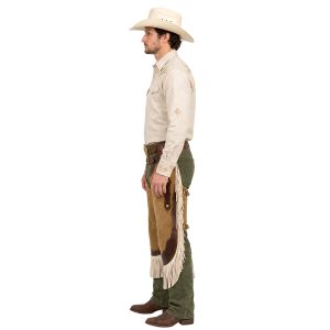 Western Buckaroo Leather Chinks with Fringe Detailing