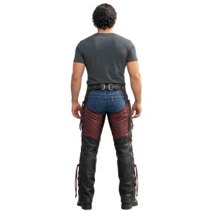 1. Classic Men's Two-Tone Leather Chaps with Lace-Up Details