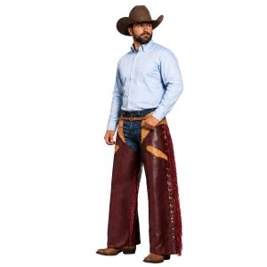 1. Men's Traditional Western Riding Chaps with Leather Accents