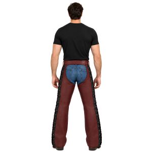 Men's Two-Tone Leather Chaps with open back design