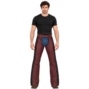 Men's Two Tone Leather Chaps with Side Lacing