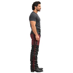Men's Two-Tone Leather Riding Chaps with Adjustable Side Laces