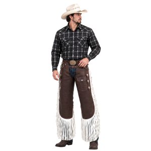 Buckaroo Leather Cowboy Chaps with Classic Trim