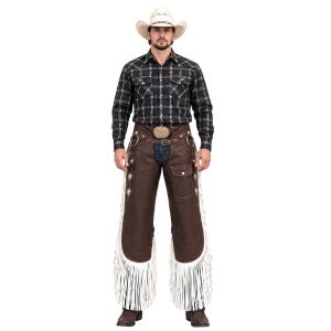 Western Buckaroo Chaps with Decorative Leather Trim