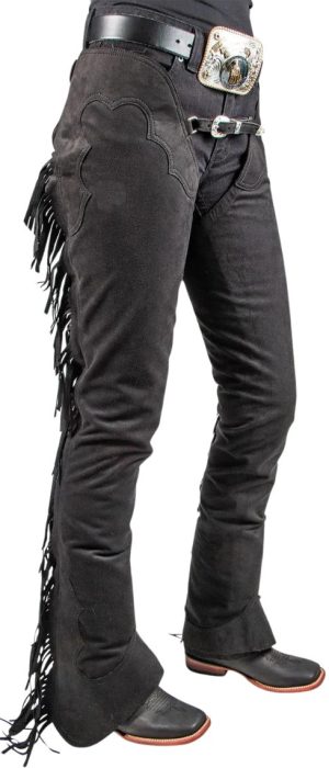 Sullivan Black Leather Western Chaps